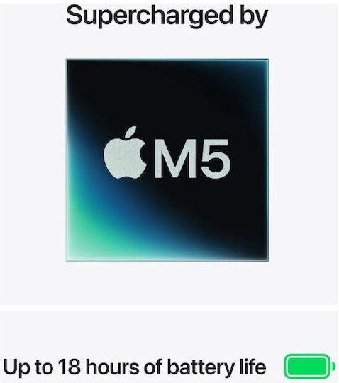 Apple MacBook Air 13.6" IPS Retina Display (M5-10-Core/16GB/512GB SSD/8-Core GPU) с Зарядно 30W Sky Blue (Английска (Великобритания) клавиатура)