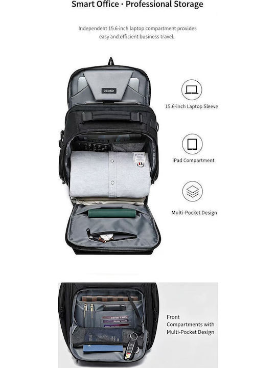 Ozuko Waterproof Laptop Backpack 15.6" in Black Colour 9770S