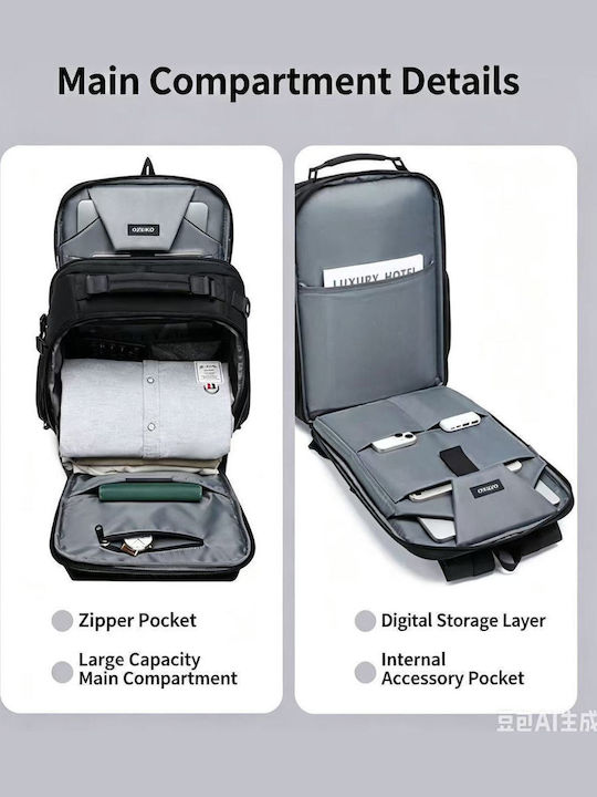 Ozuko Waterproof Laptop Backpack 15.6" in Black Colour 9770S
