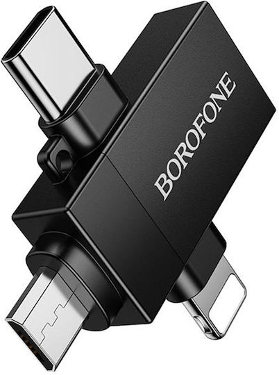 Borofone Μετατροπέας Lightning / USB-C / micro USB male σε Lightning / micro USB male 1τμχ
