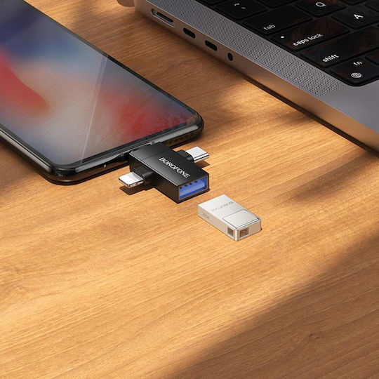 Borofone Μετατροπέας Lightning / USB-C / micro USB male σε Lightning / micro USB male 1τμχ