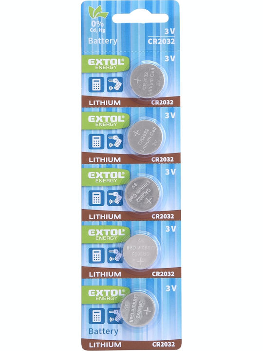 Lithium Batteries 3v Extol 5 Pcs 20x3.2mm 42050