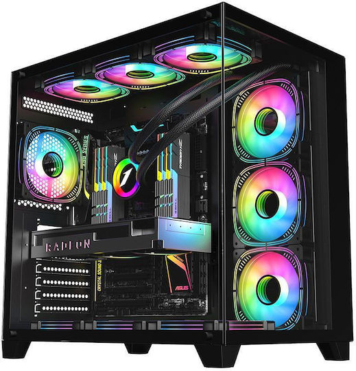 1STPLAYER MV8 Gaming Midi Tower Computer Case with Side Window Black