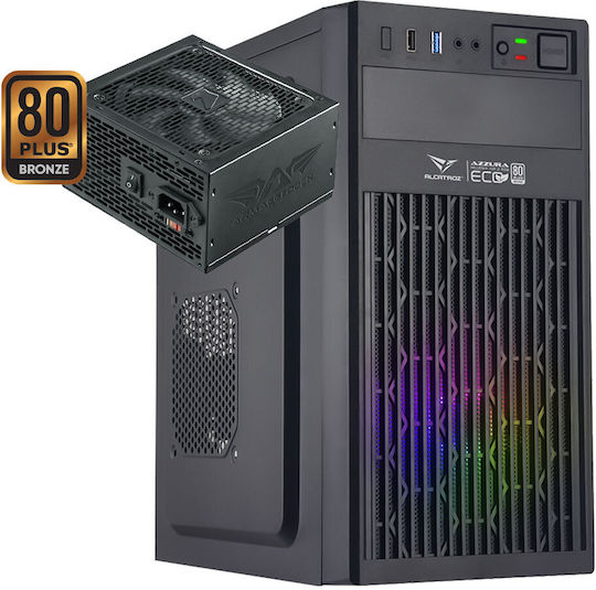 Alcatroz Azzura Millenia Eco Air Gaming Midi Tower Computer Case with RGB Lighting Black