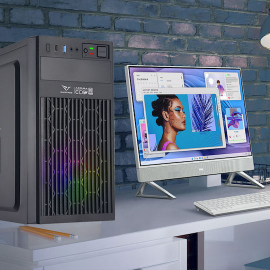 Alcatroz Azzura Millenia Eco Air Gaming Midi Tower Computer Case with RGB Lighting Black