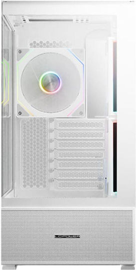 LC-Power Gaming 812W Quartz Vision Midi-Turm Computergehäuse mit Seitenfenster Weiß