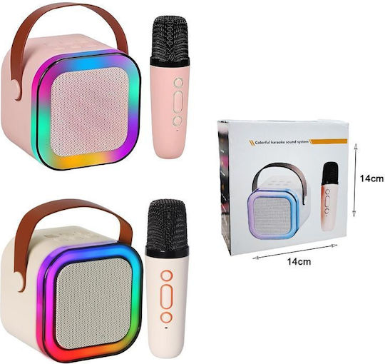 Karaoke Speaker With Wireless Microphone And Lighting Effects Beige