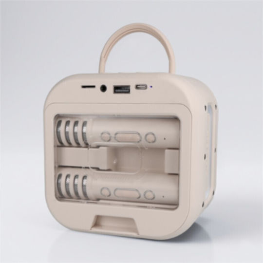 Blavec Karaoke Speaker with Wireless Microphones and Lighting Effects Beige