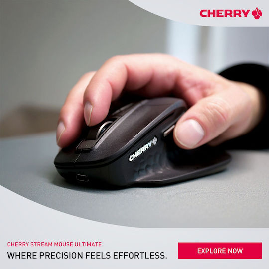 Cherry Stream Ultimate Wireless & Wired Ergonomic Bluetooth Vertical Mouse Black