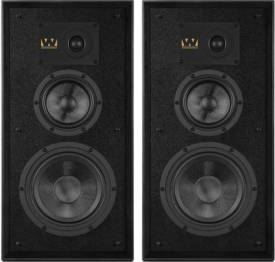 Super Linton Paar Passive Hi-Fi-Lautsprecher Basis 200W 3-Wege P24.6xB29.5xH36cm Schwarz Furnier