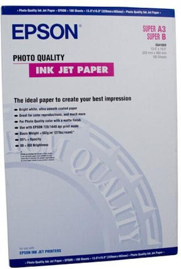 Epson Matte Photo Paper A3+ 105gr/m² for Printers Inkjet 100 Sheets