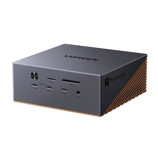 Ugreen Revodok Maxidok Thunderbolt 5 Докинг станция с DisplayPort 4K PD Ethernet и свързване на 2 монитора Сив