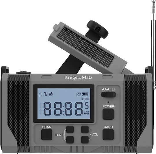 Kruger & Matz KM0838 Επιτραπέζιο Ραδιόφωνο Ηλιακό Γκρι