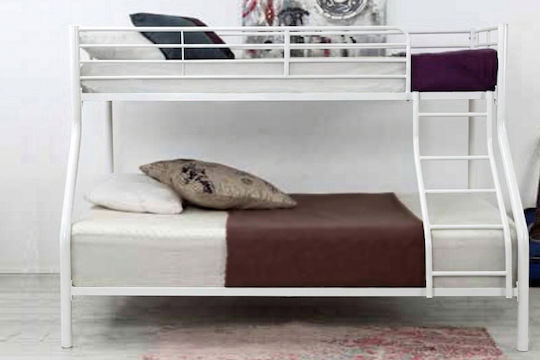 Kids Bed Bunk Semi Double White for Mattress 140x200cm