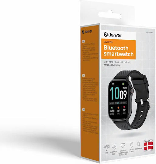 Denver SWG-159B 45mm Smartwatch with Heart Rate Monitor (Black)