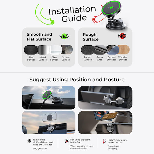 Lisen Car Mobile Mount with Adjustable Hooks Black
