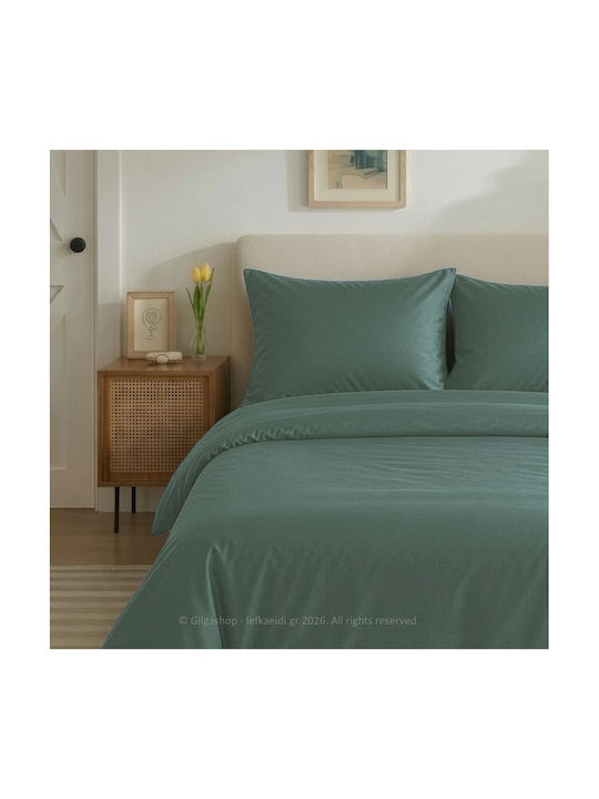 Casa Colori Pillowcase Set with Envelope Cover Green 50x70cm.