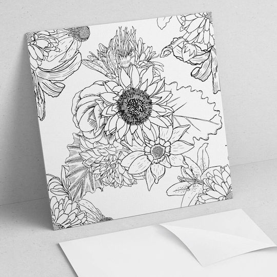 Wandsticker & Wandgemälde PVC Lineares Blumenmuster Form Flur 4x50x50 cm