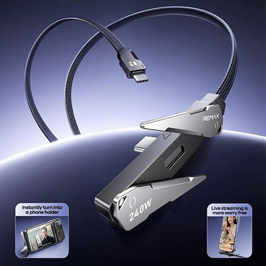 Remax Braided Cable USB-C male - USB-C 240W PD 1.2m CB53