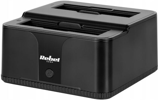 Rebel Kom1041 Hdd Ssd Docking Station Usb 3.0 2 Slots 3.5/2.5 Black