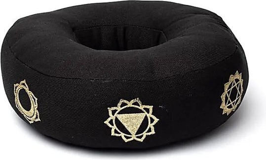 Cotton Support Pillow Singing Bowl Black Chakra Symbols 13x5cm