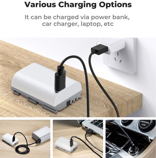 K&F Concept 2er Pack LP-E6NH Kamera-Batterien 2600mAh Kapazität Typ-C Schnelles Laden