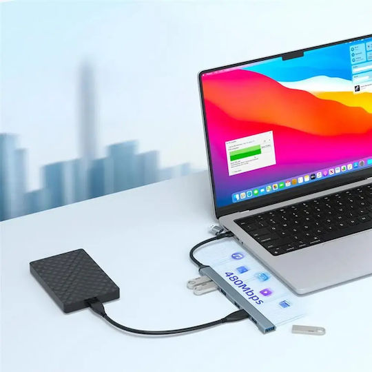 Gembird 7-Port USB 3.2 Hub with USB-A / USB-C Connection Silver