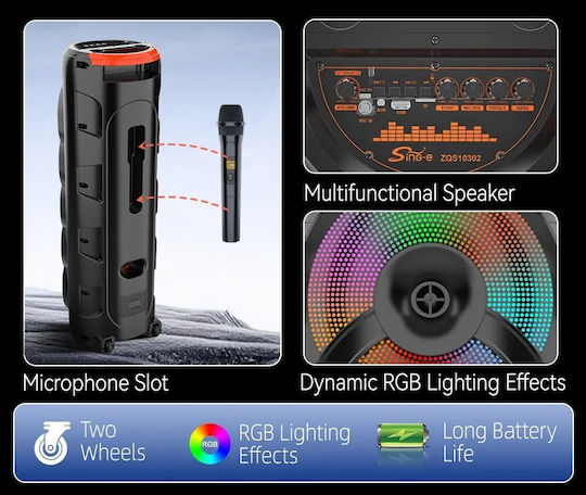 Karaoke Speaker with Wireless Microphone and Lighting Effects ZQS-10302 103026 Black