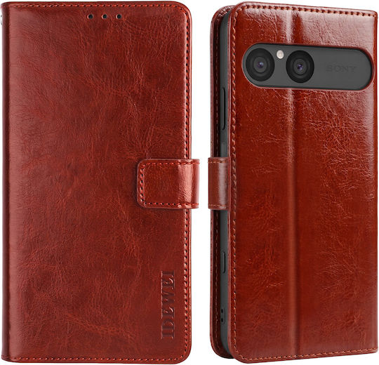 Avizar Xperia 10 Vii Brieftasche Hülle In Marmoriertem Leder-Optik Stand Funktion Braun