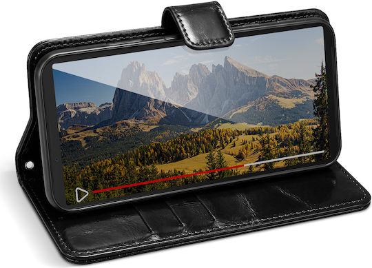 Avizar Xperia 10 Vii Калъф Портмоне От Мраморен Кожен Ефект С Функция Стойка Черен