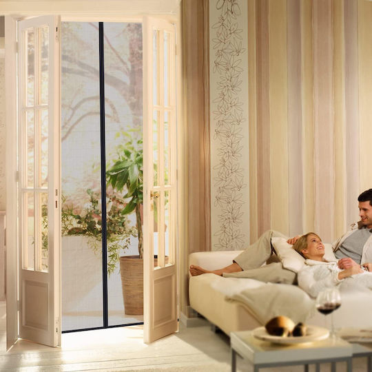 Door Mosquito Net with Magnetic Clasp Black 220x120cm