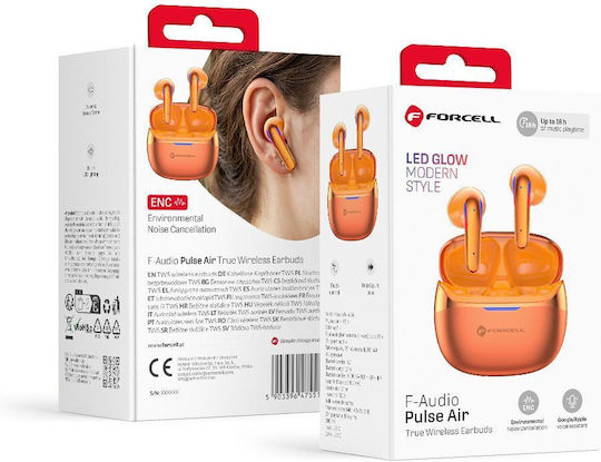 Forcell F-Audio Pulse Air Earbud Bluetooth Handsfree Headphones with Charging Case Orange