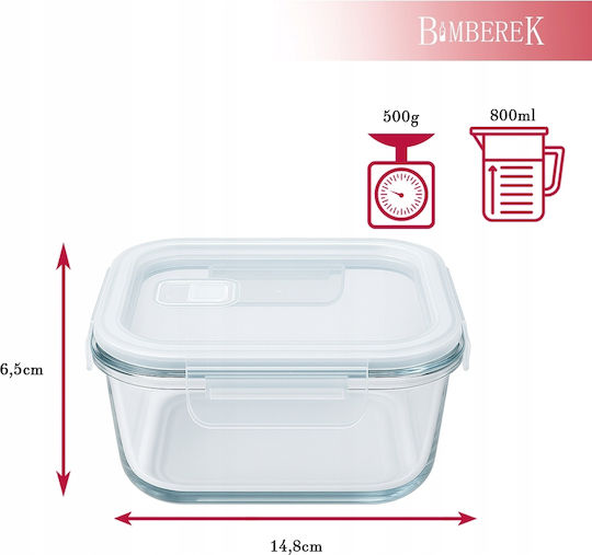 Bimberek Δοχείο Φαγητού Γυάλινο Λευκό 800ml