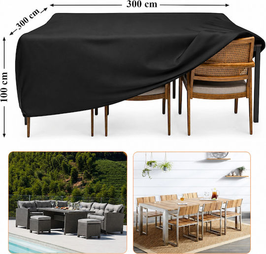 Husă Impermeabilă De Protecție Pentru Sala De Mese 300x300x100cm În Culoare Neagră