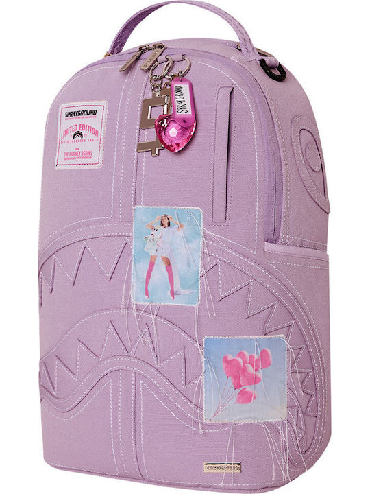 Sprayground Purple Canvas Stitch School Backpack for Junior High - High School with Water Bottle Holder Passport To Paradise Canvas 29 x 15 x 45.7cm