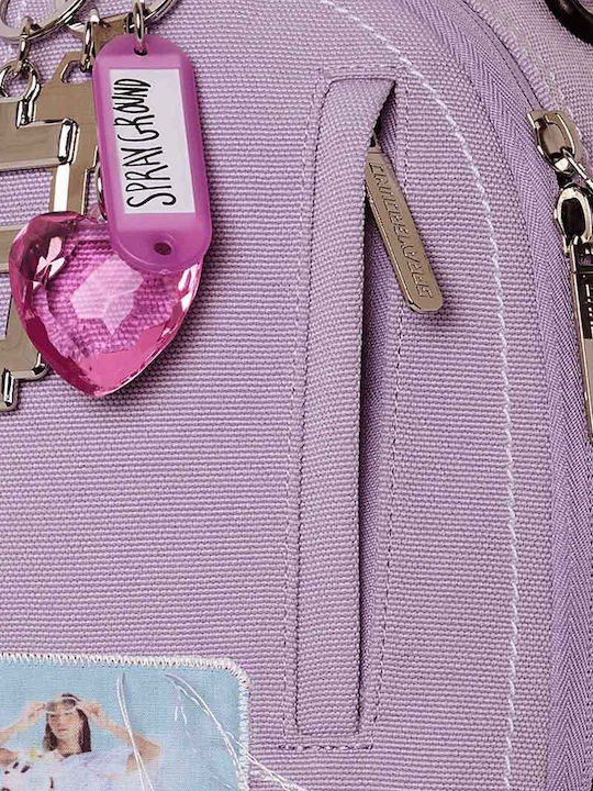 Sprayground Purple Canvas Stitch School Backpack for Junior High - High School with Water Bottle Holder Passport To Paradise Canvas 29 x 15 x 45.7cm