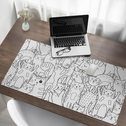 Schreibtischunterlagen Schutzmatte Tastatur Maus Spiel Design Katze 120x60 cm