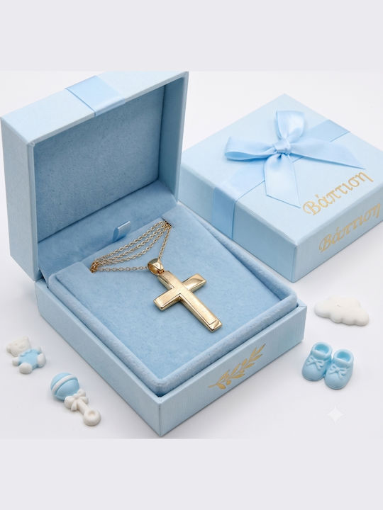 Men's Gold Cross 9K with Chain