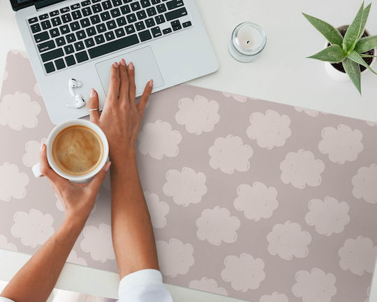 Non-Slip Desk Pad Cloud Pattern Beige Background 100x50 Cm
