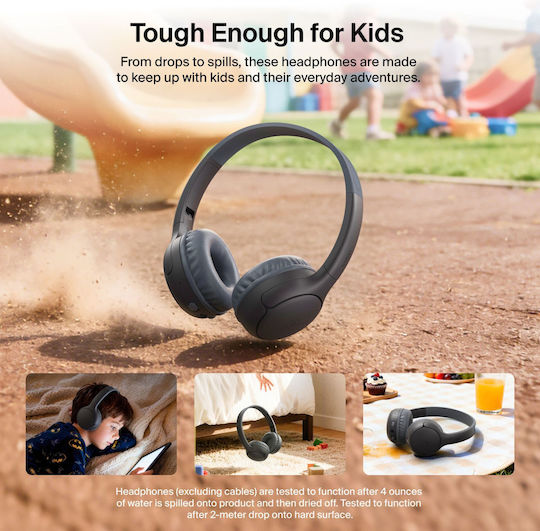 Belkin Soundform Mini 2 Wireless / Wired Kids' On Ear Headphones with 55 Hours Playing Time Black