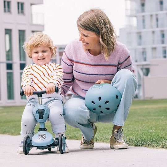 Scoot & Ride Kinderroller Highwaykick 1 & Helm S Steel für 5+ Jahre Grau