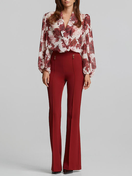 Women's Long Sleeve Blouse Dark Red