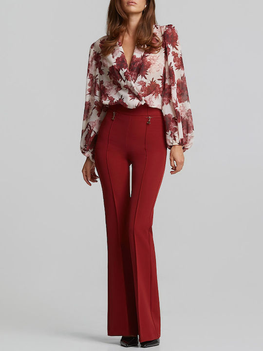 Women's Long Sleeve Blouse Dark Red