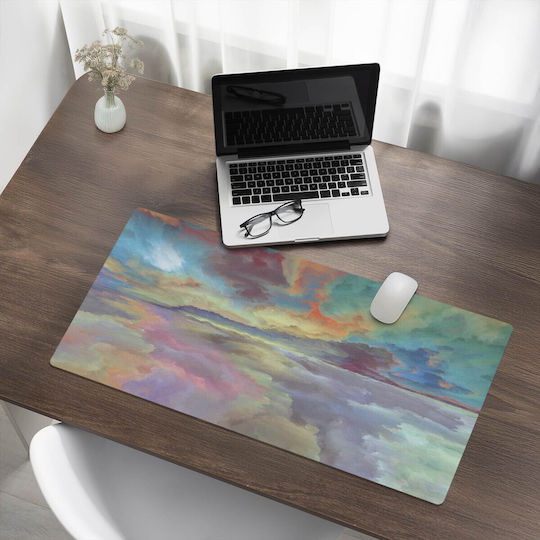 Office Desk Protective Mat Table Surface Clouds Pastel Colours 90x45 cm