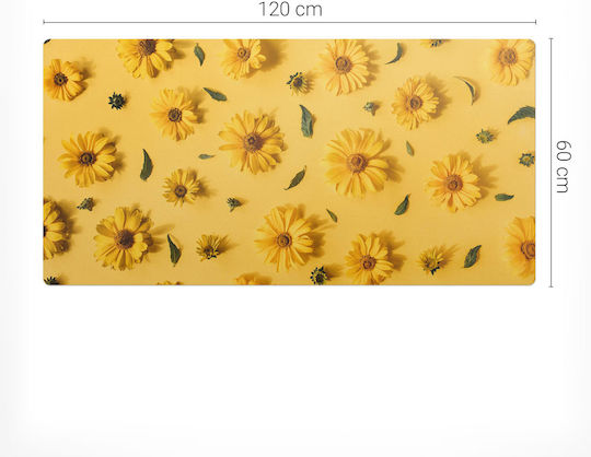 Perna Protectoare Din Vinil Flori Pentru Spațiul De Lucru Fundal 120x60 Cm