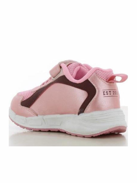 Kids Sneakers with Hoop & Loop Closure & Lights Pink