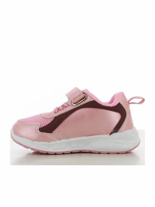 Kids Sneakers with Hoop & Loop Closure & Lights Pink