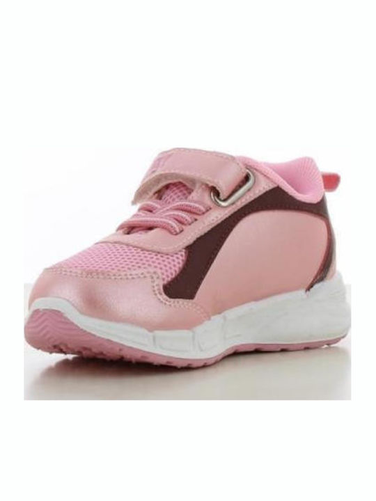 Kids Sneakers with Hoop & Loop Closure & Lights Pink