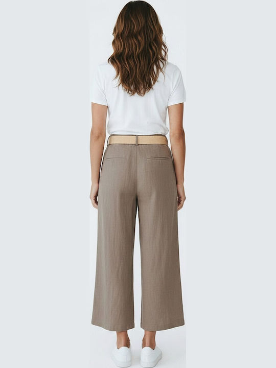 Damenhose mit Gummiband in lockerer Passform Braun