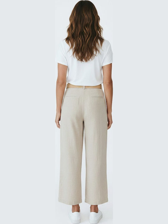 Damenhose mit Gummiband in lockerer Passform Beige